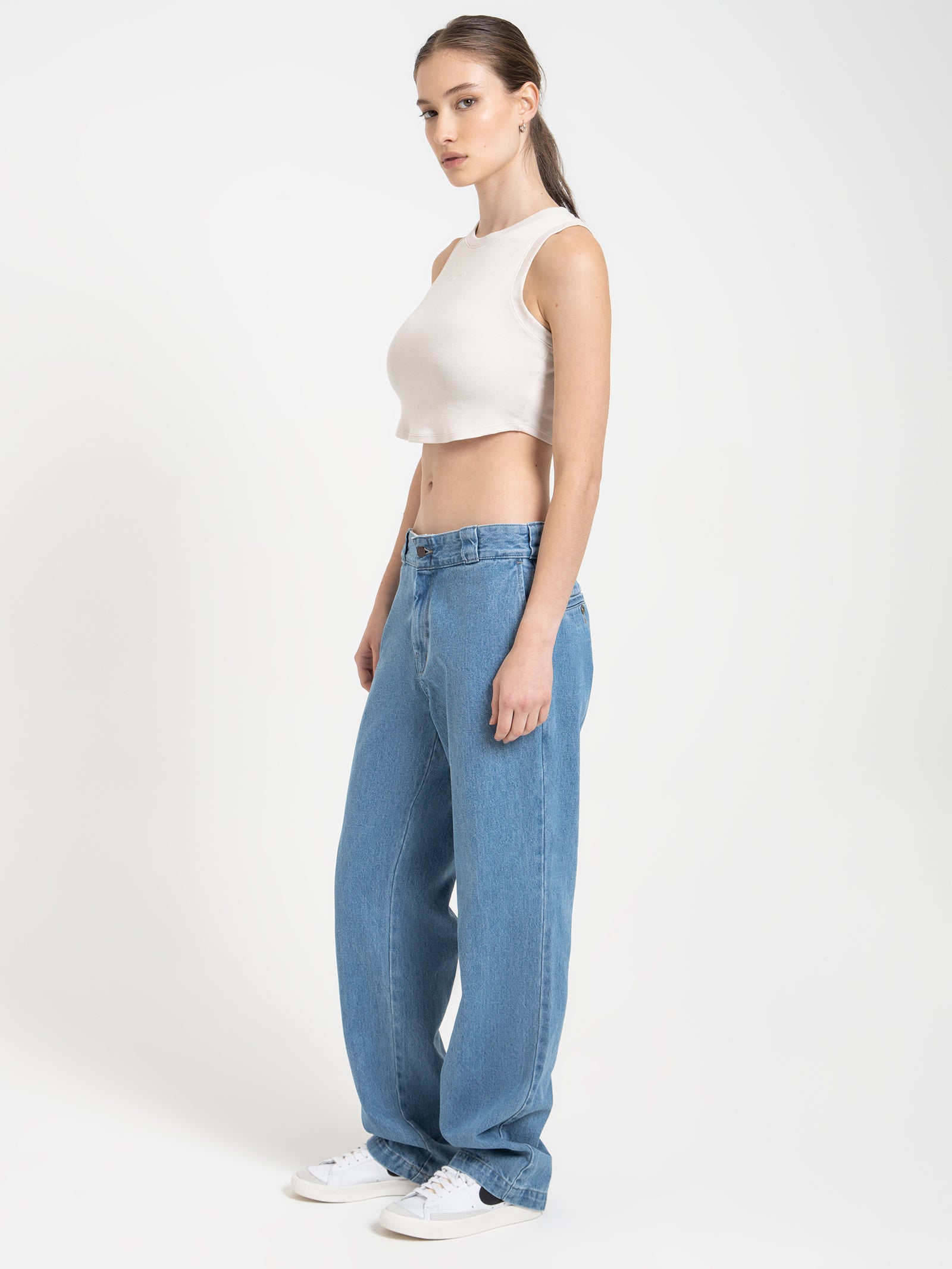 Nike Essential Rib Crop Tank Light Orewood Brown Sail