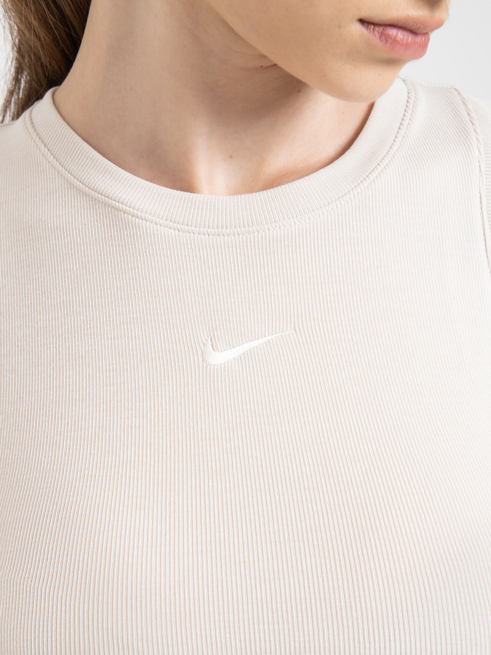 Nike Essential Rib Crop Tank Light Orewood Brown Sail