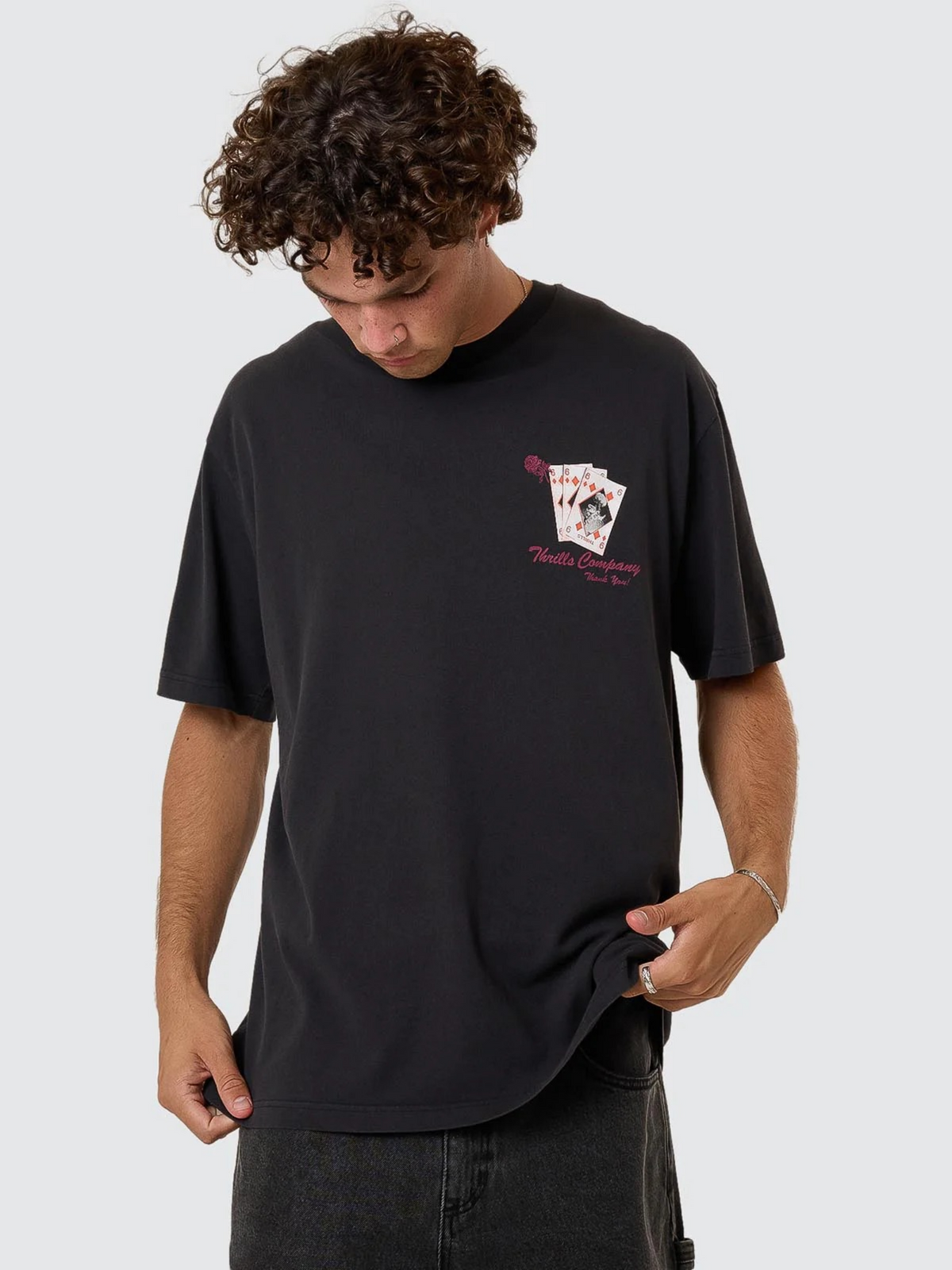 Thrills Appreciation Box Fit Oversize Short Tee | Washed Black