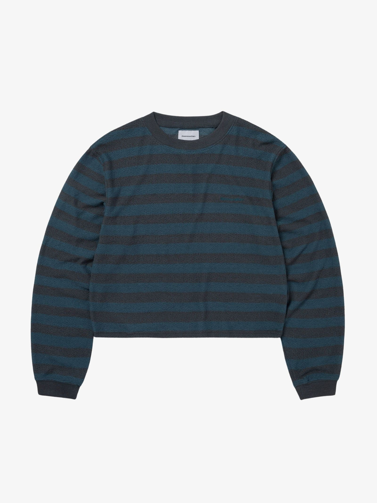 THISISNEVERTHAT Mesh Striped W Crewneck | Dark Brown