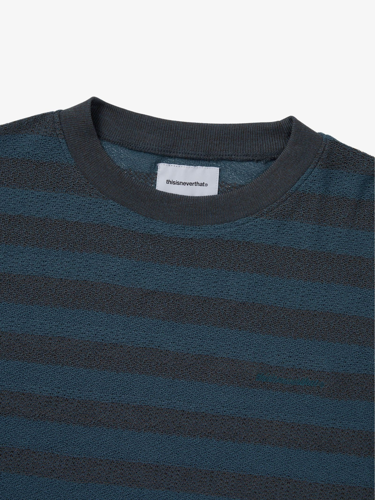 THISISNEVERTHAT Mesh Striped W Crewneck | Dark Brown