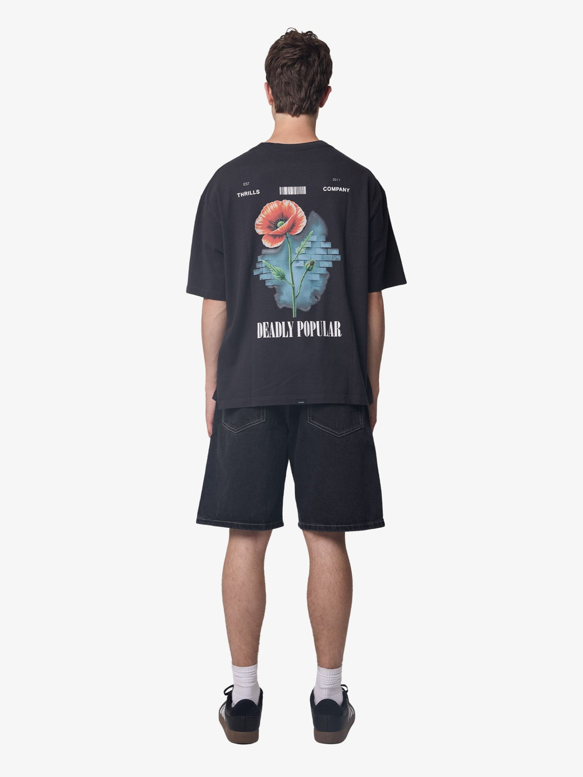 Thrills Deadly Popular Box Crop Tee | Faded Black