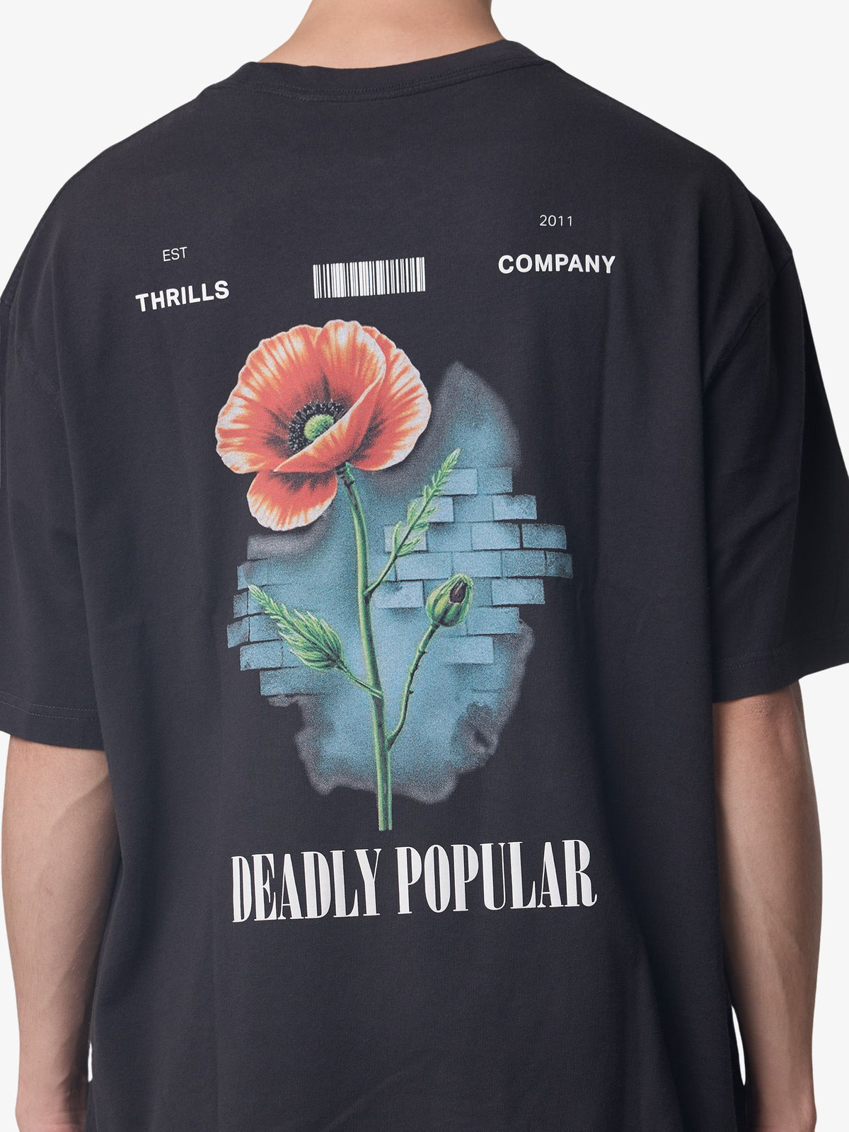 Thrills Deadly Popular Box Crop Tee | Faded Black