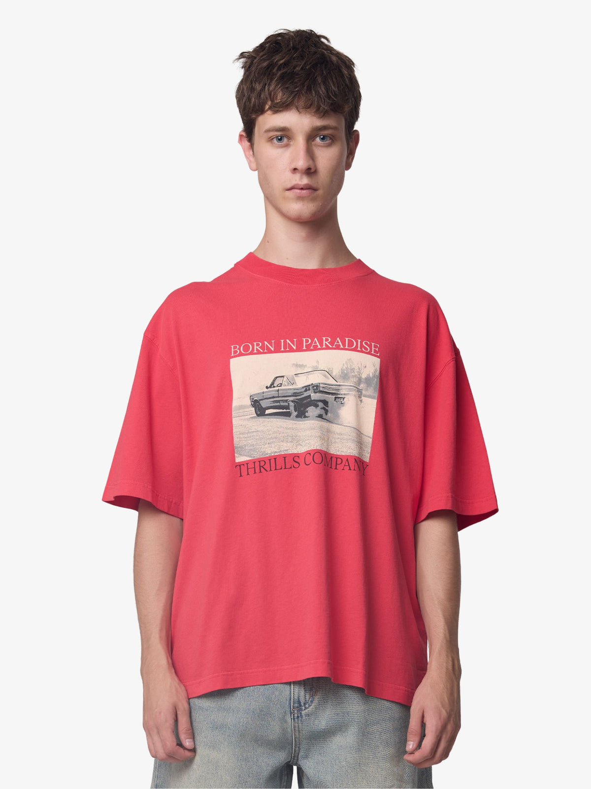 Thrills Metal And Dust Box Crop Tee | Flame Red