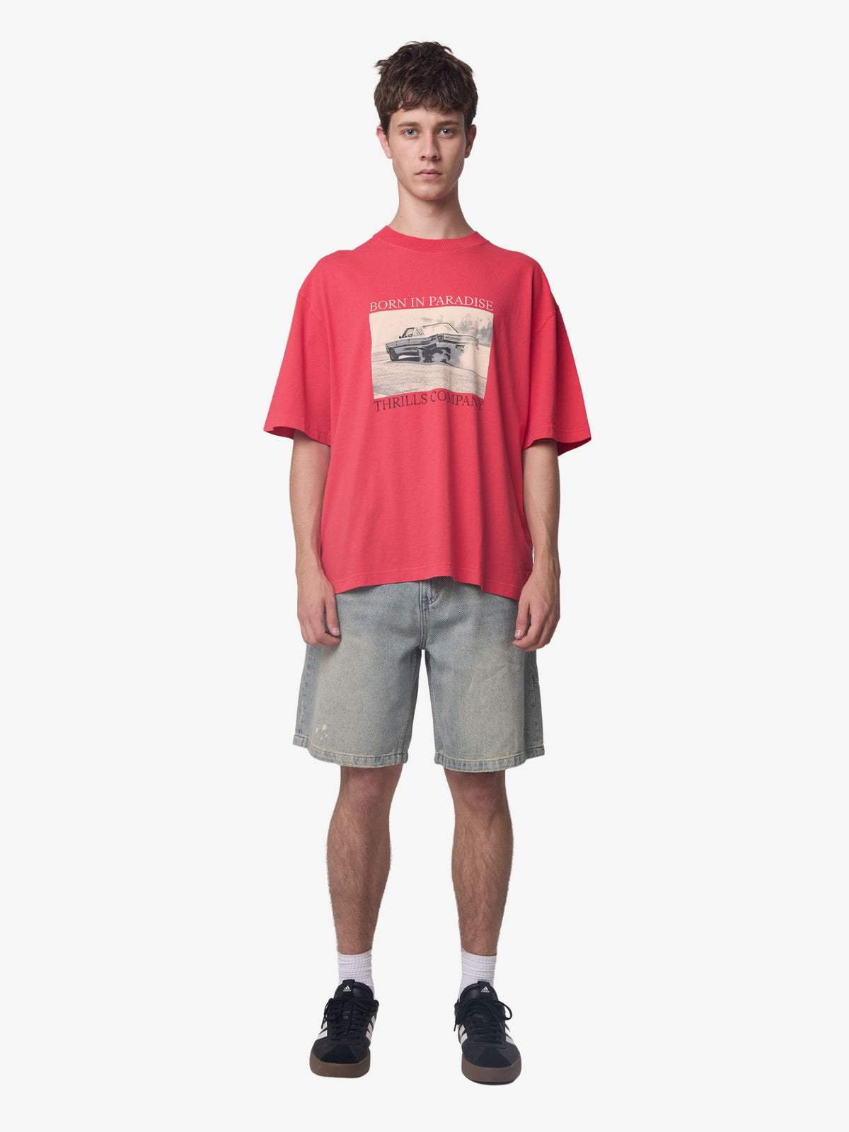 Thrills Metal And Dust Box Crop Tee | Flame Red