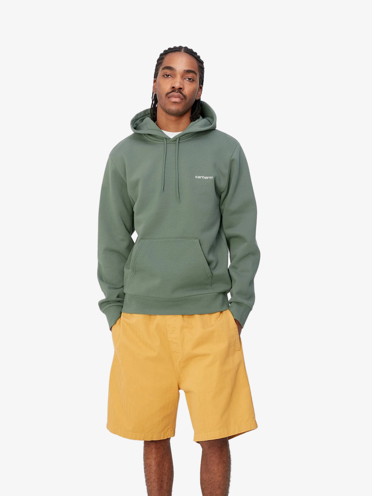 Carhartt Wip Hooded Script Embroidery Sweat | Park/White