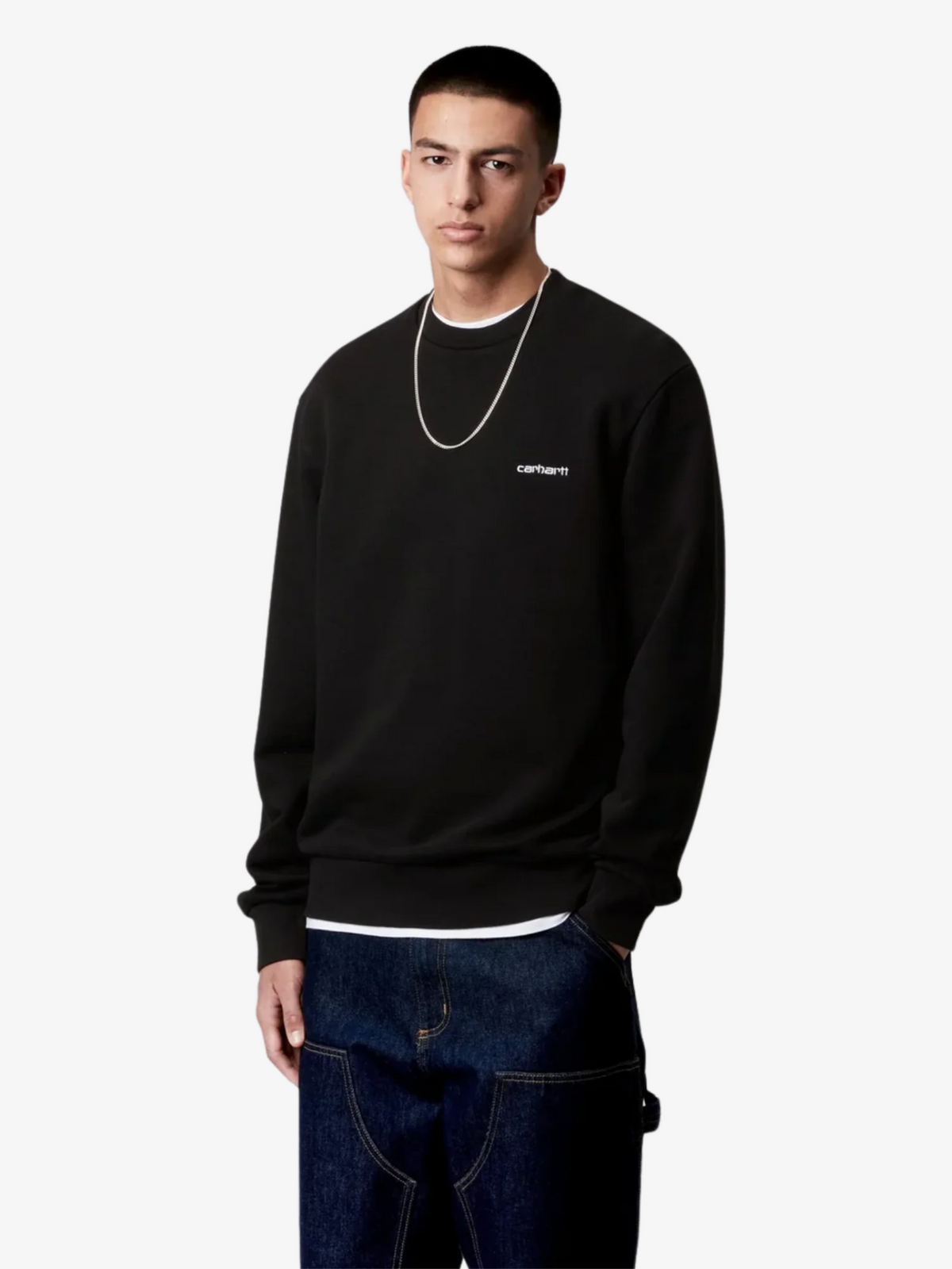 Carhartt Wip Script Embroidery Sweat | Black/White
