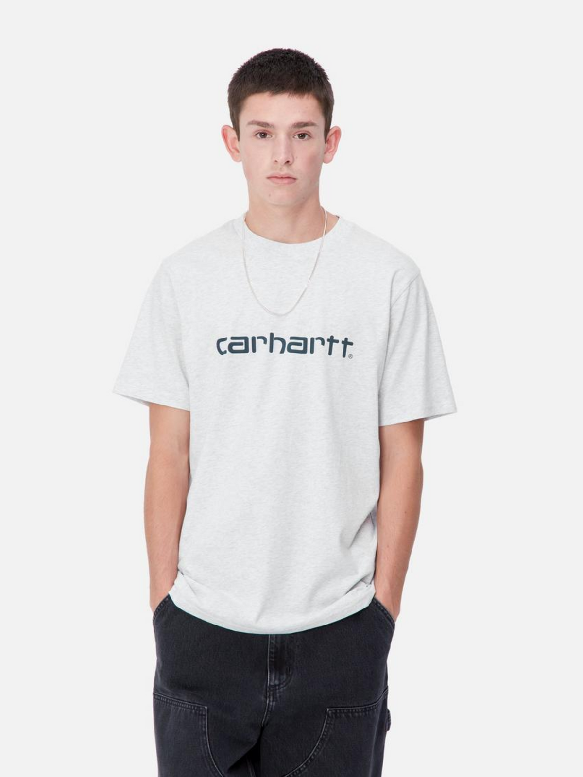 Carhartt Wip Script T-Shirt | Ash Heather/Duck Blue