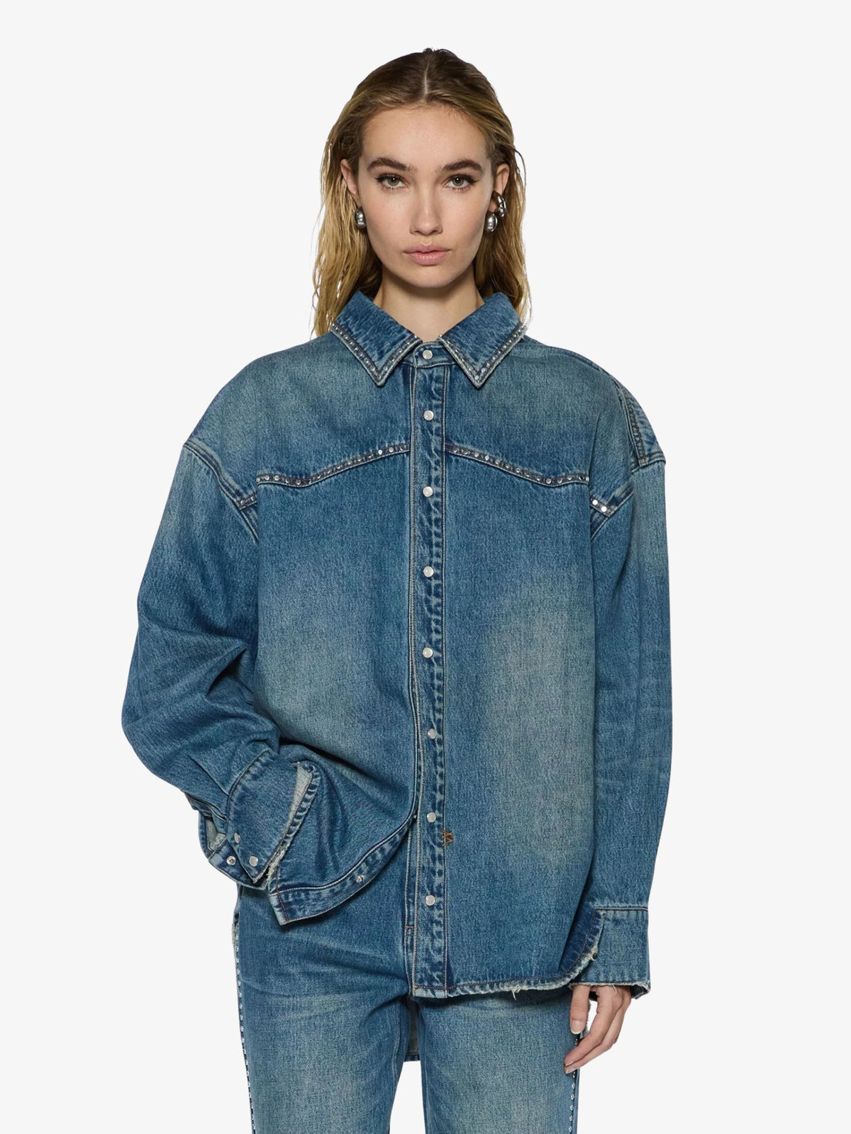 Ksubi Oversized Studded Ls Shirt | TEXAS BLUE