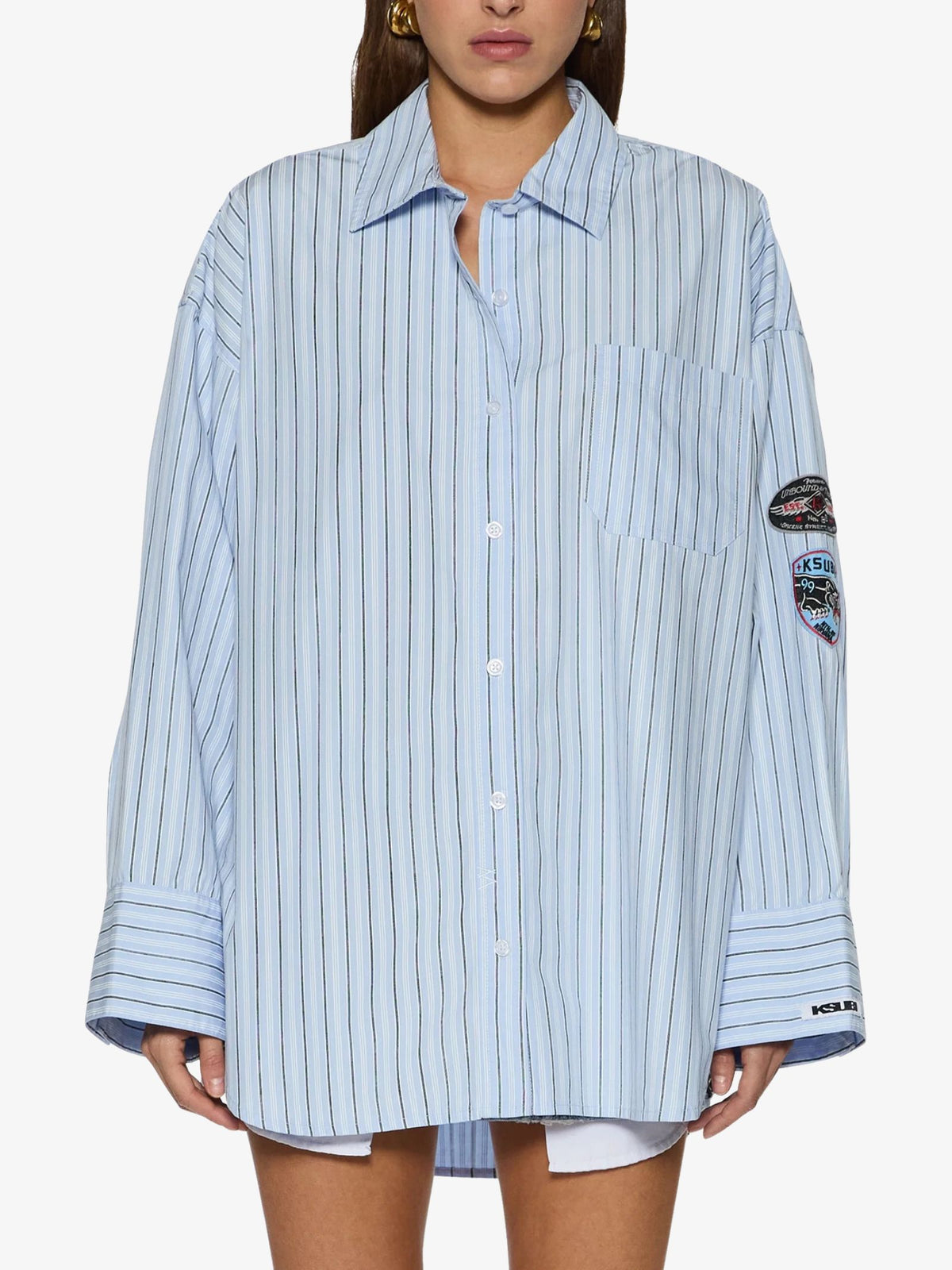 Ksubi Astra Ls Shirt Blu Stripe Badge | BLUE
