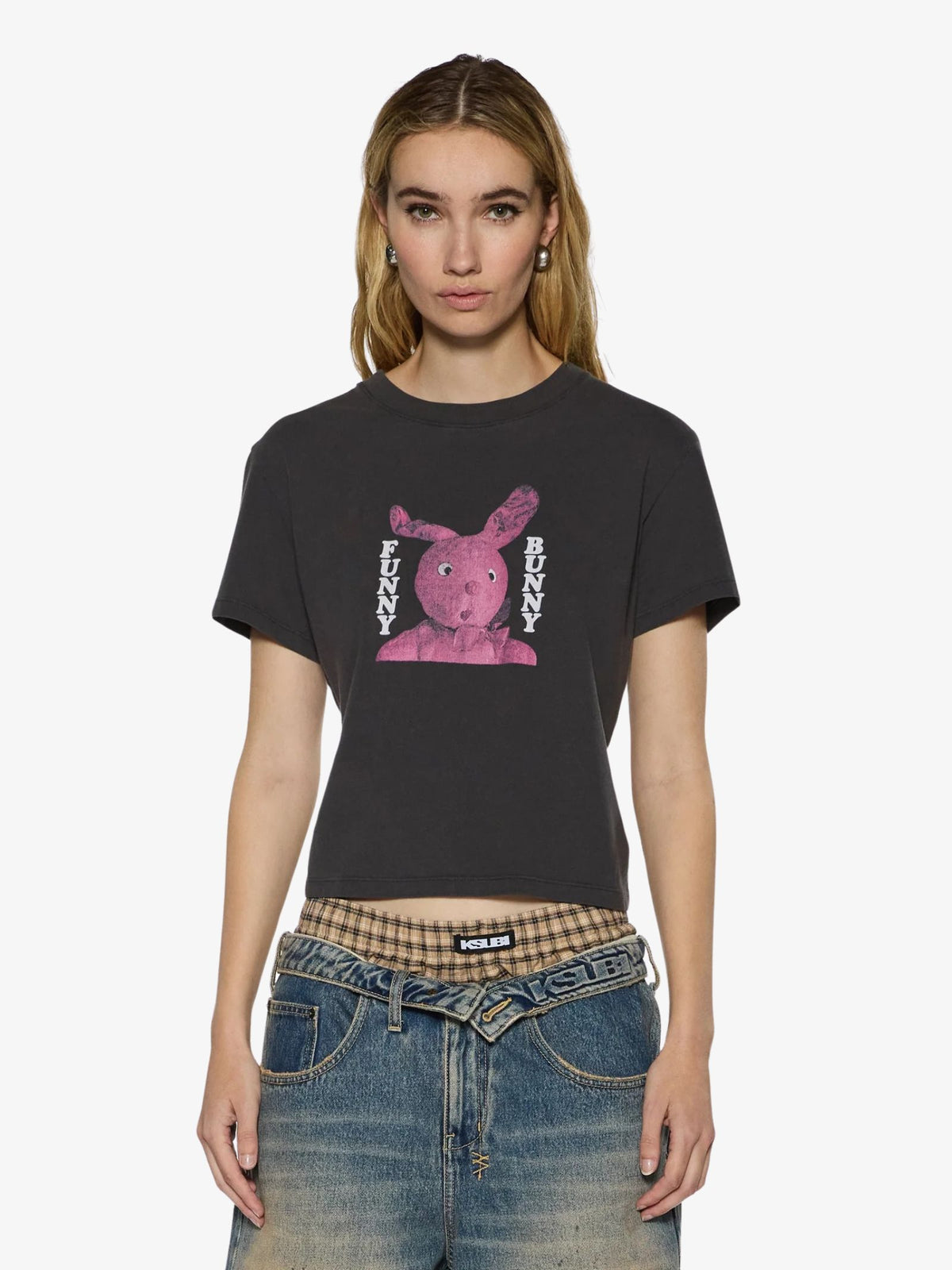 Ksubi Funny Bunny Shrunken Short Sleeve Tee | CHARCOAL