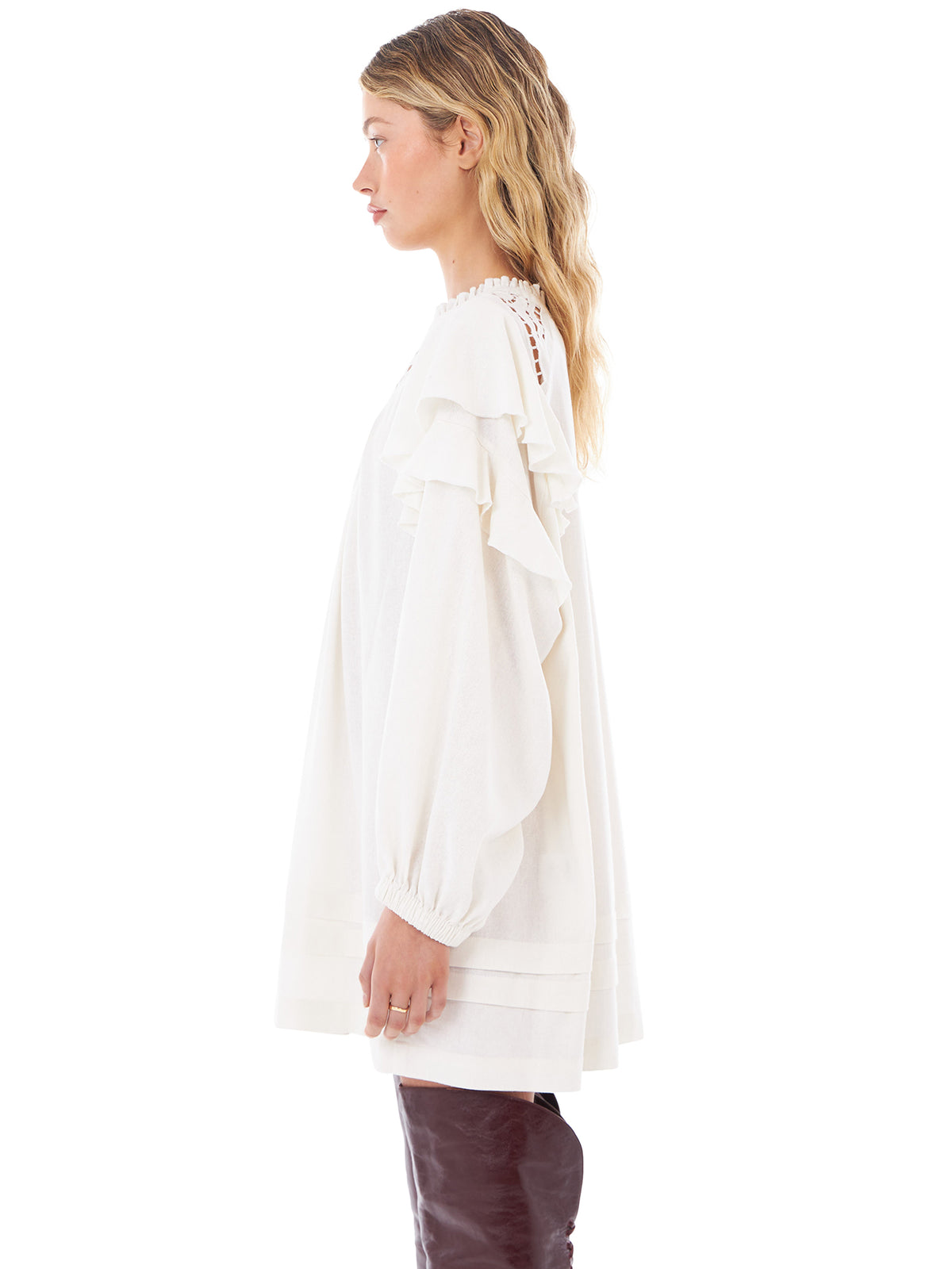 Felle Long Sleeve Lace Dress | Off White