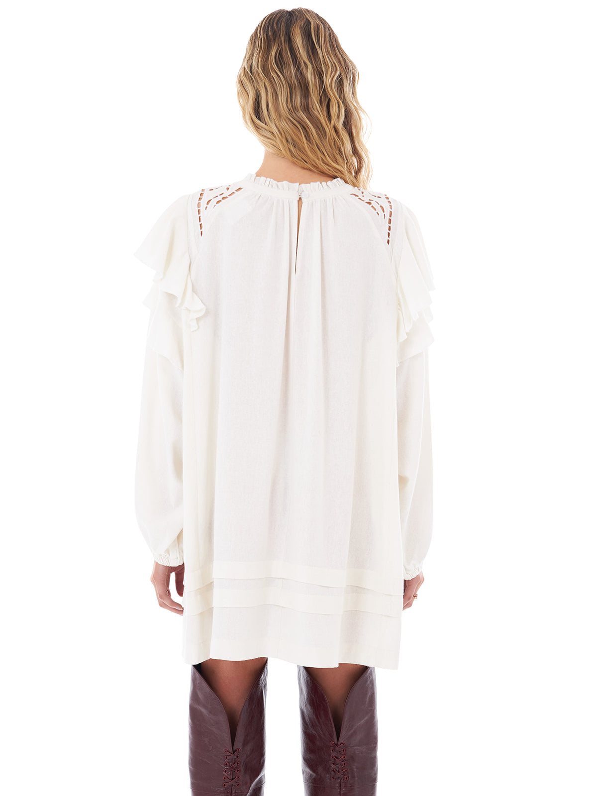 Felle Long Sleeve Lace Dress | Off White