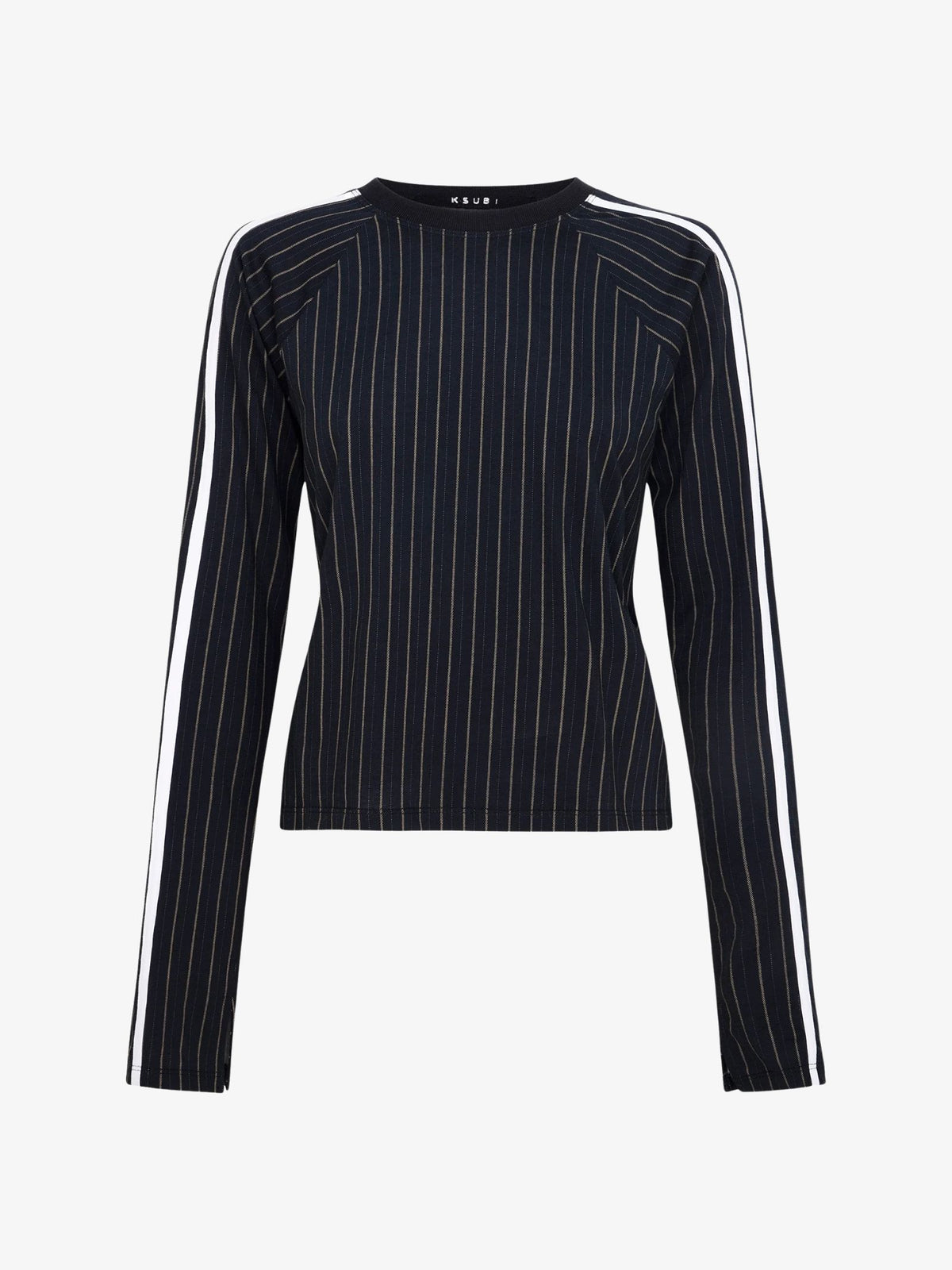 Ksubi Porter Long Sleeve Top | BLACK PINSTRIPE
