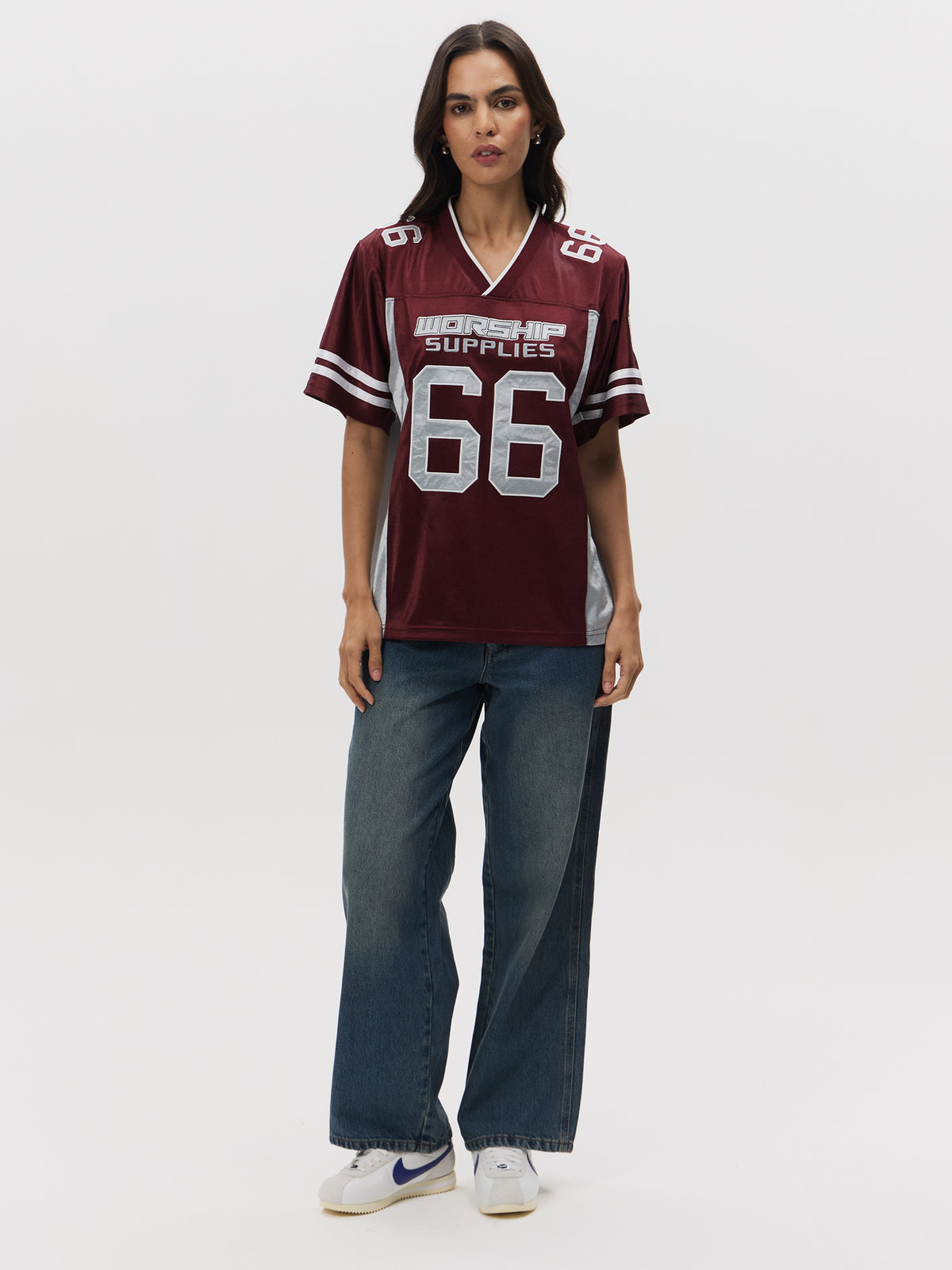 Worship Punter Football Jersey | Wine/ Baby Blue