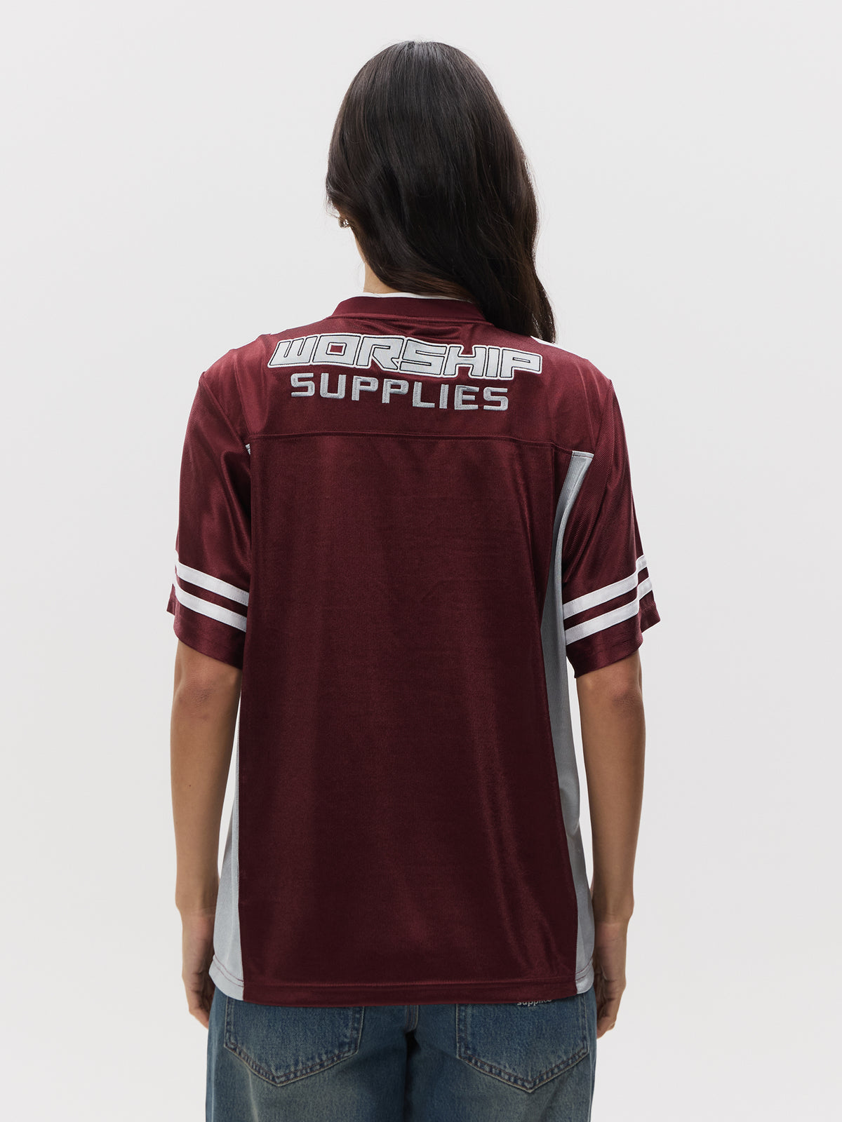 Worship Punter Football Jersey | Wine/ Baby Blue