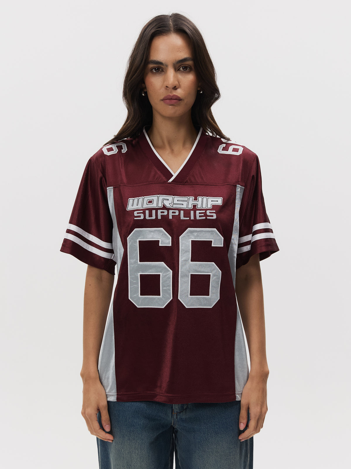 Worship Punter Football Jersey | Wine/ Baby Blue