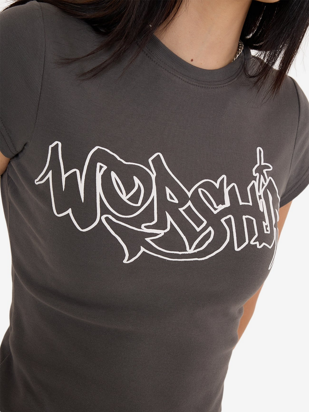 Worship Throws Cap Sleeve Tee | Worn Black