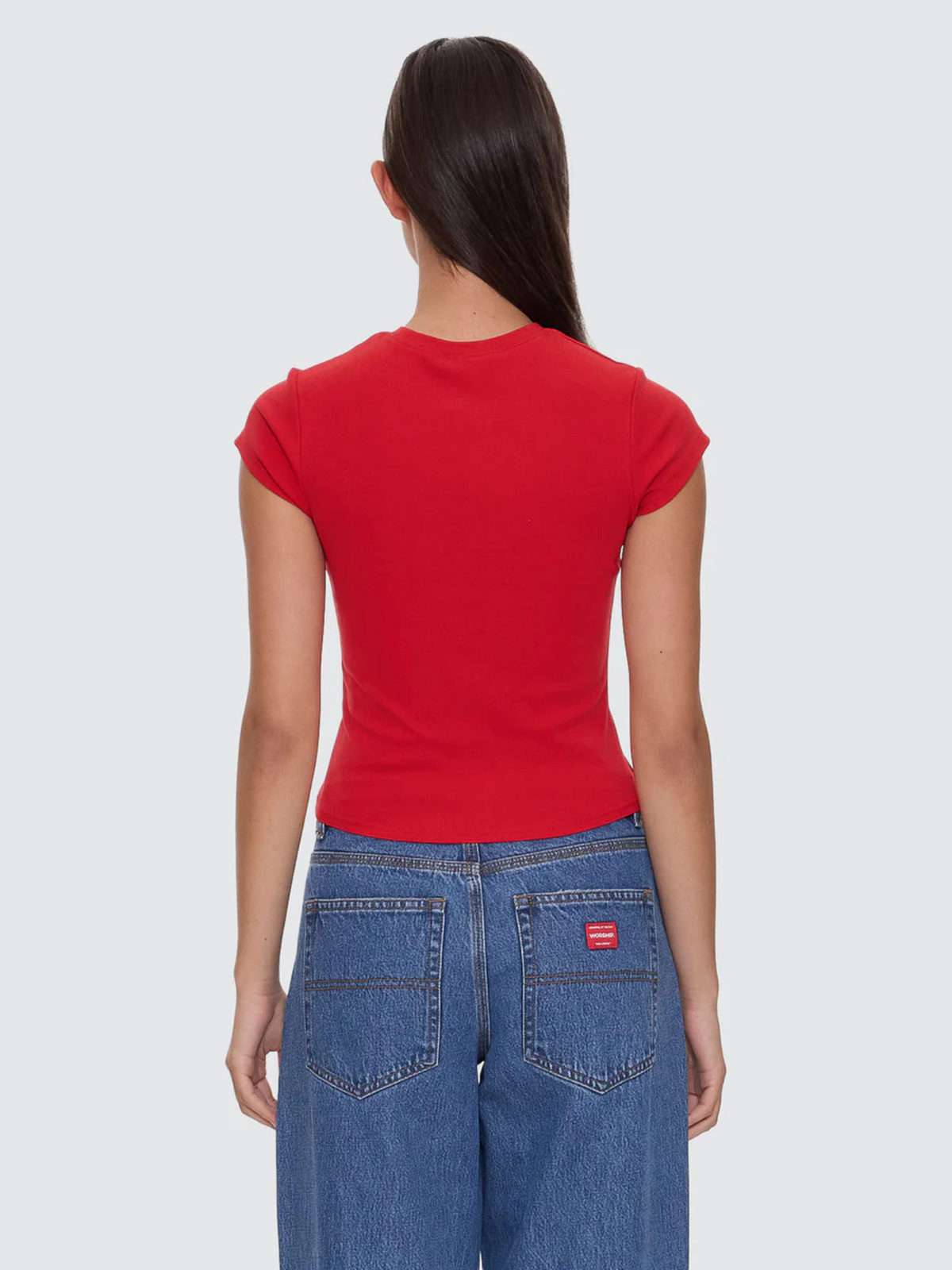 Worship Throws Cap Sleeve Tee | Lucky Red