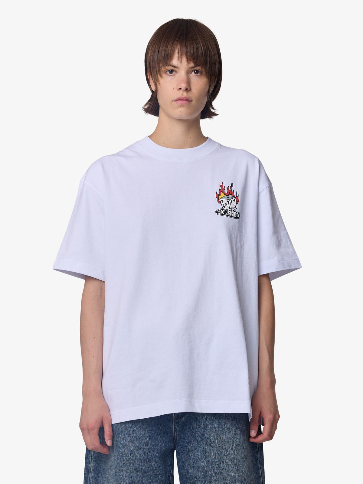 Worship Snake Eyes Oversize Fit Tee | White
