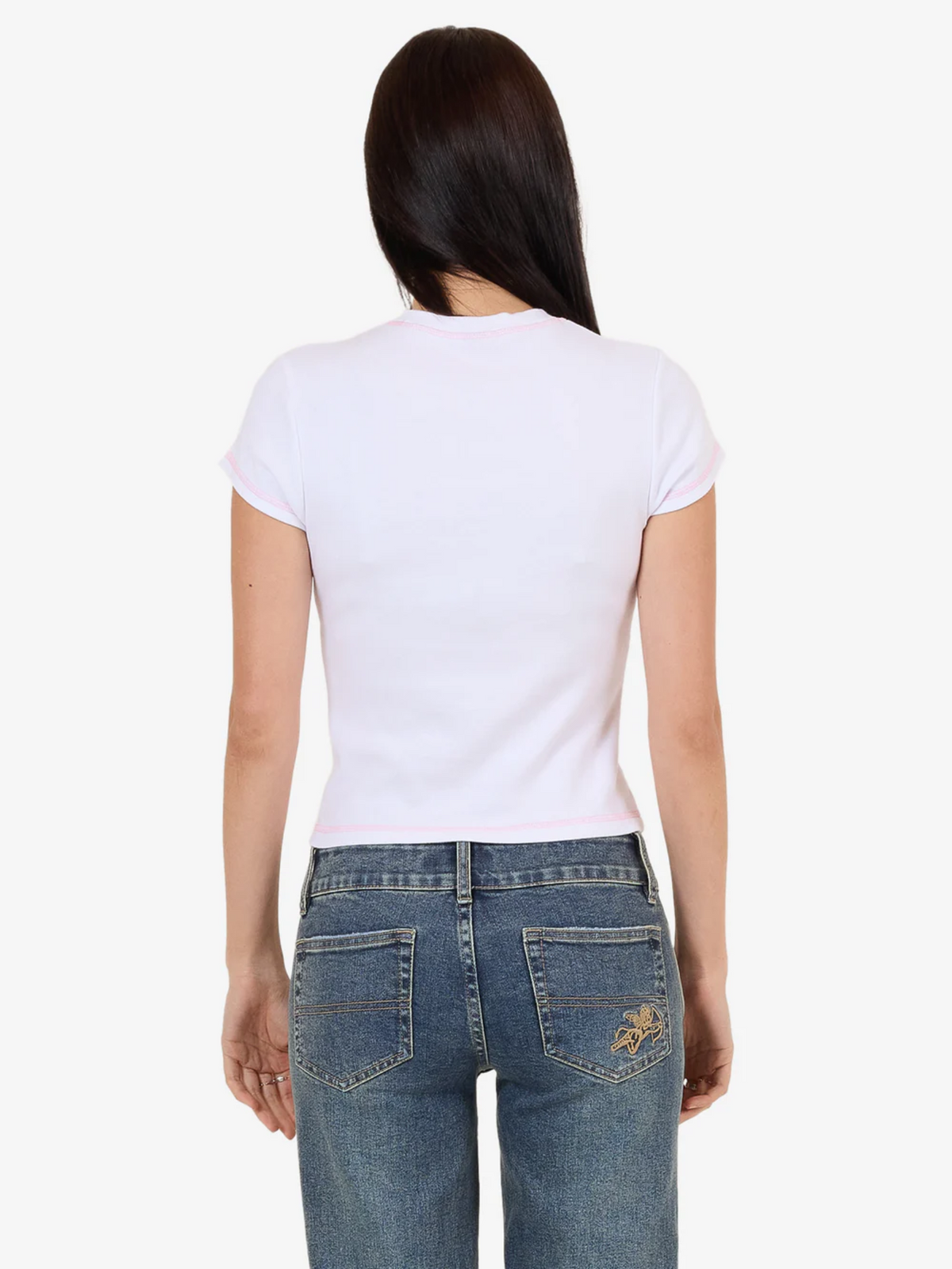 Worship Not Your Angel Cap Sleeve Tee | White