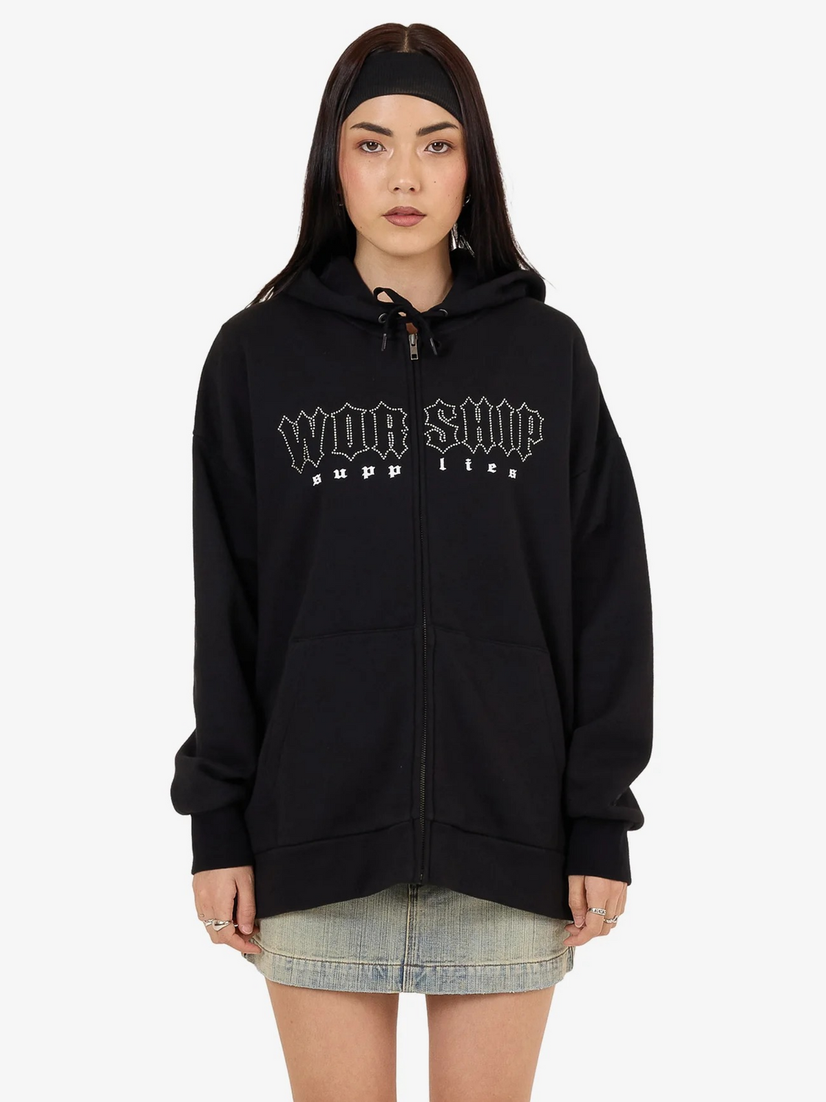 Worship Glitz Zip Front Hood | Black