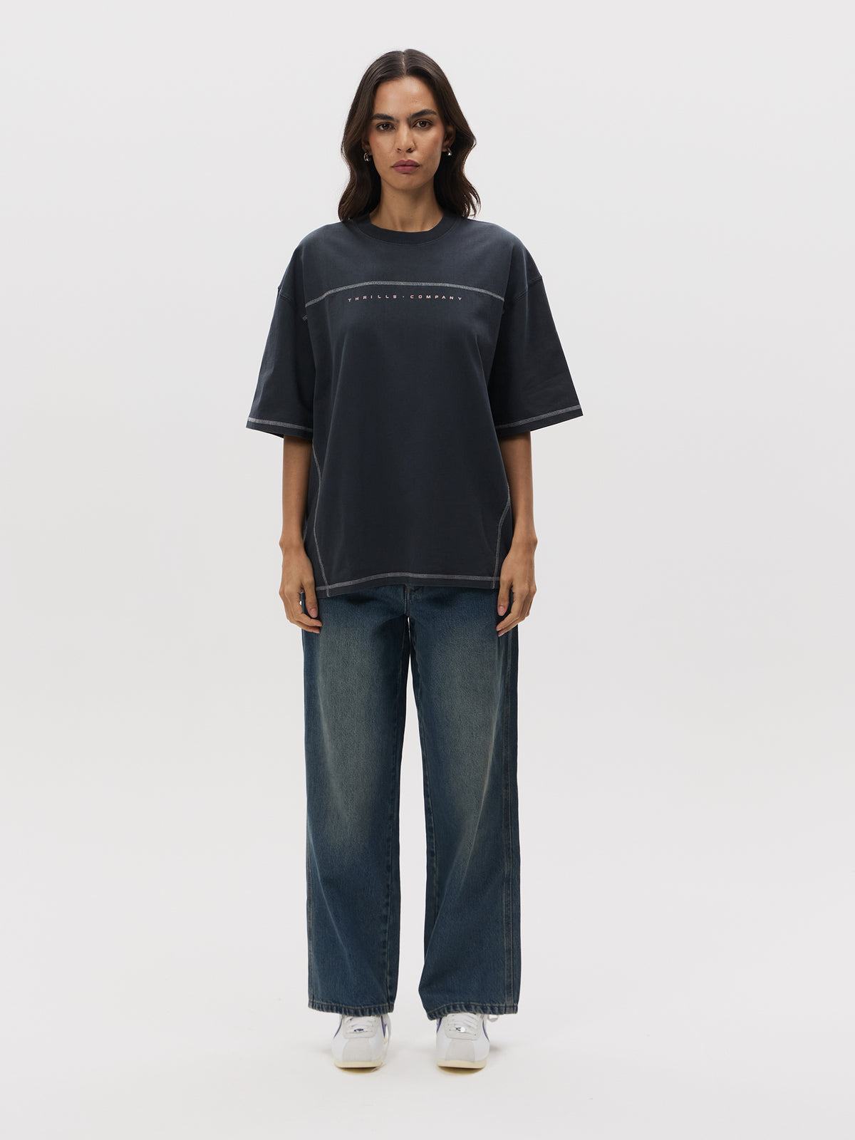 Thrills Compact Oversize Panel Tee | EBONY