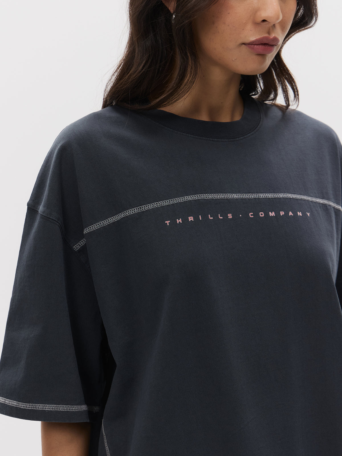 Thrills Compact Oversize Panel Tee | EBONY