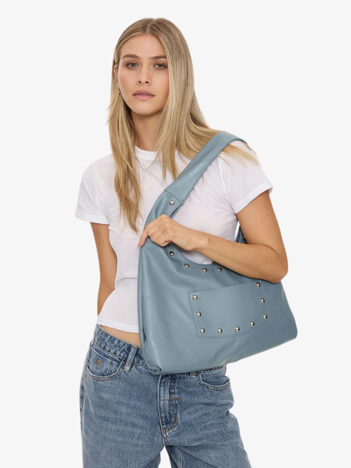 Thrills Wish Me Luck Studded Shoulder Bag | Dark Grey Blue