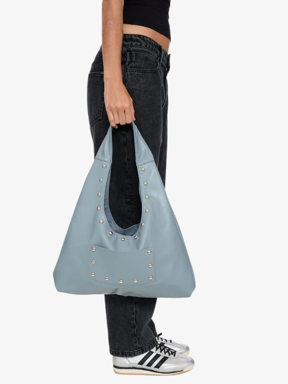 Thrills Wish Me Luck Studded Shoulder Bag | Dark Grey Blue
