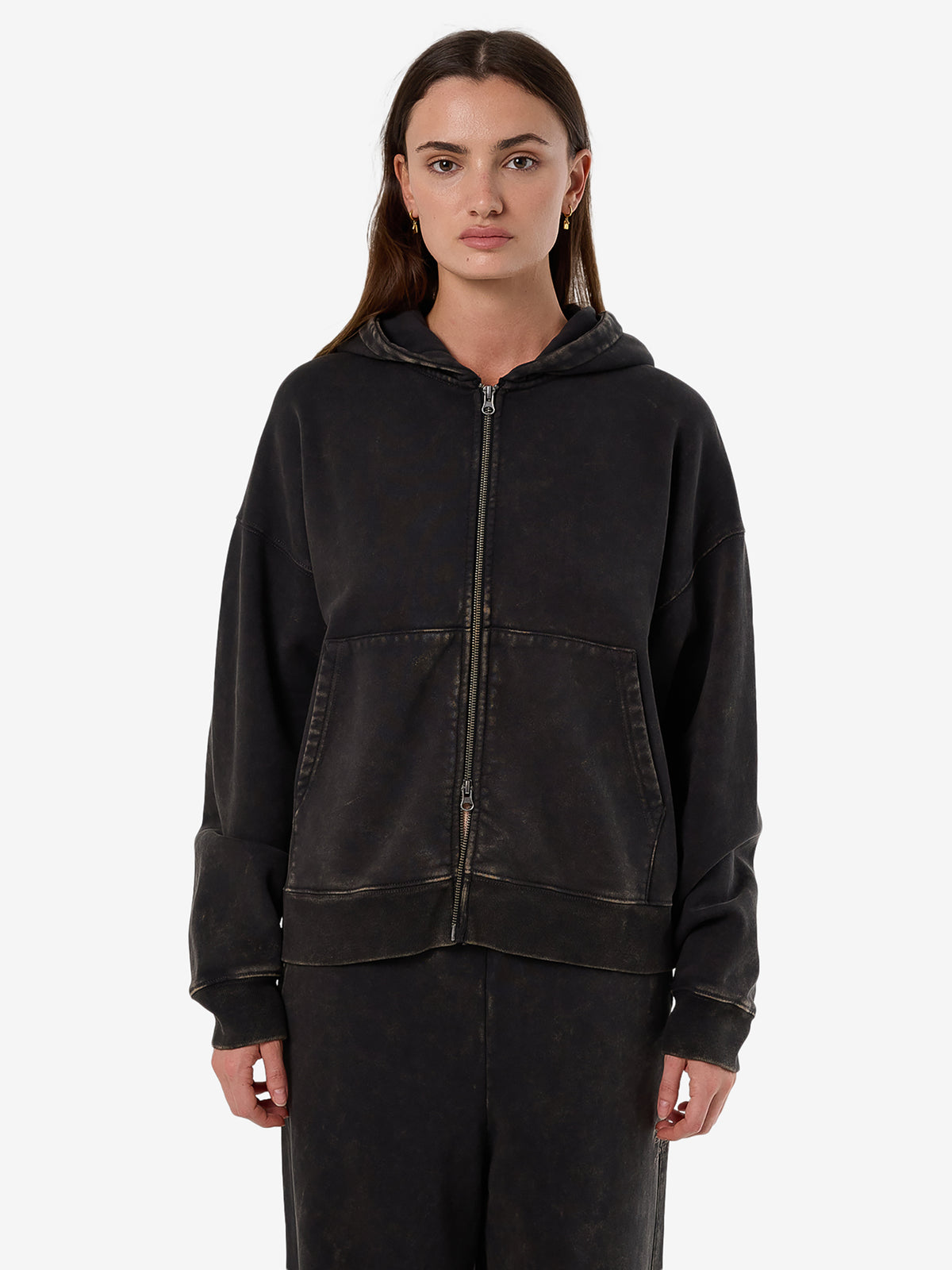 Thrills Dissolve Zip Hood Fleece | Soot