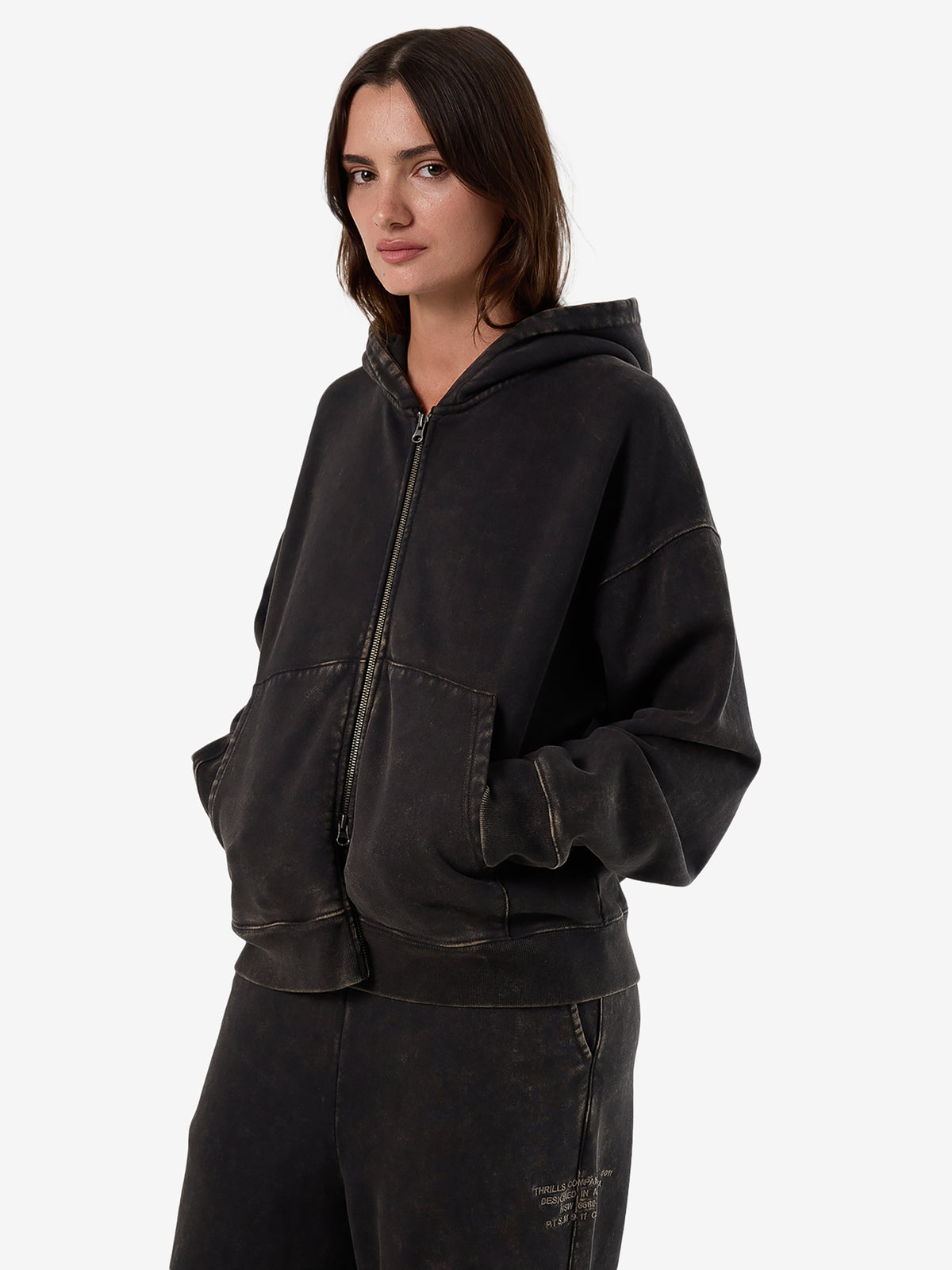 Thrills Dissolve Zip Hood Fleece | Soot