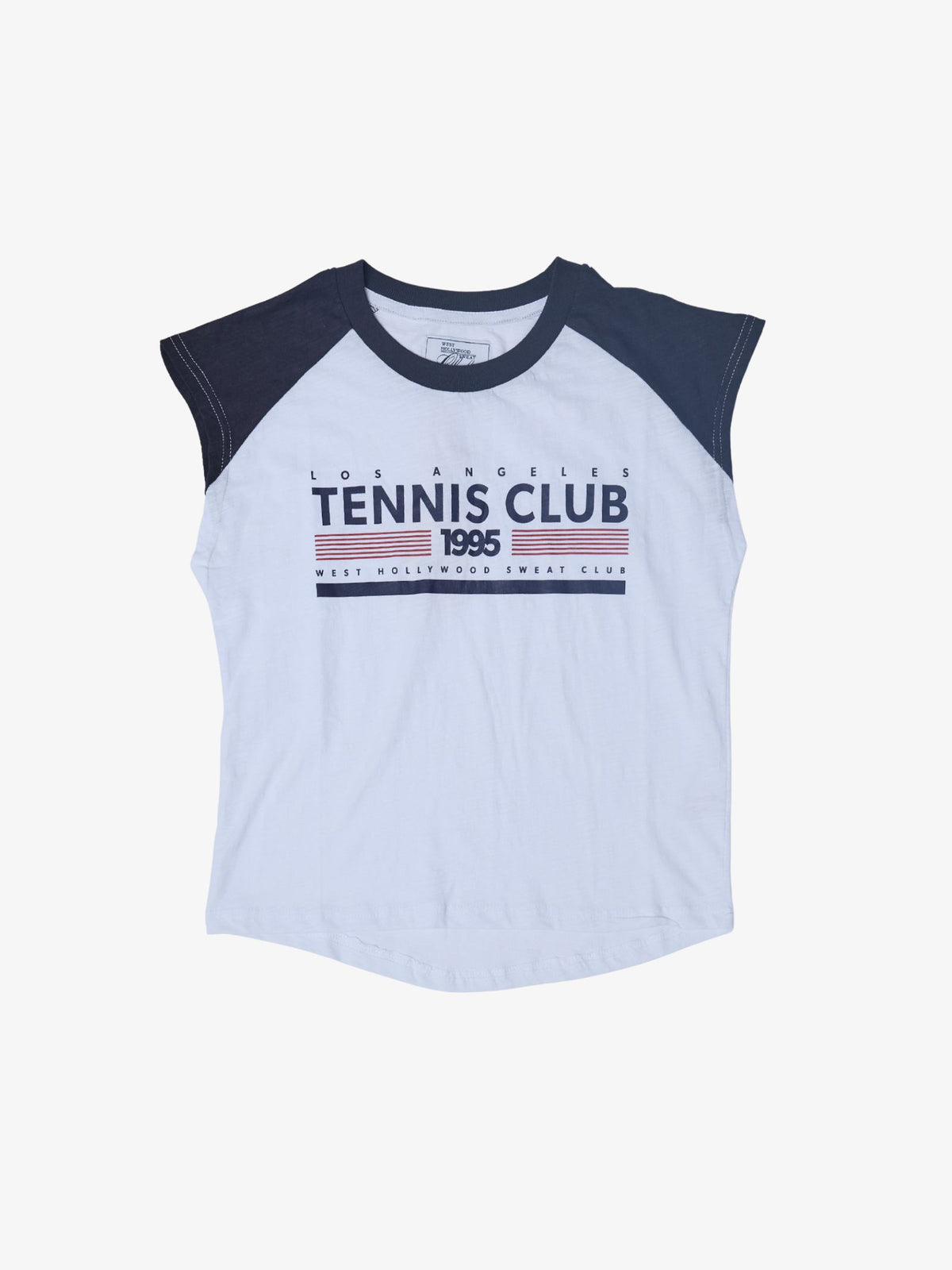 West Hollywood Sweat Club Los Angeles Tennis Raglan Tee | WHITE/NAVY