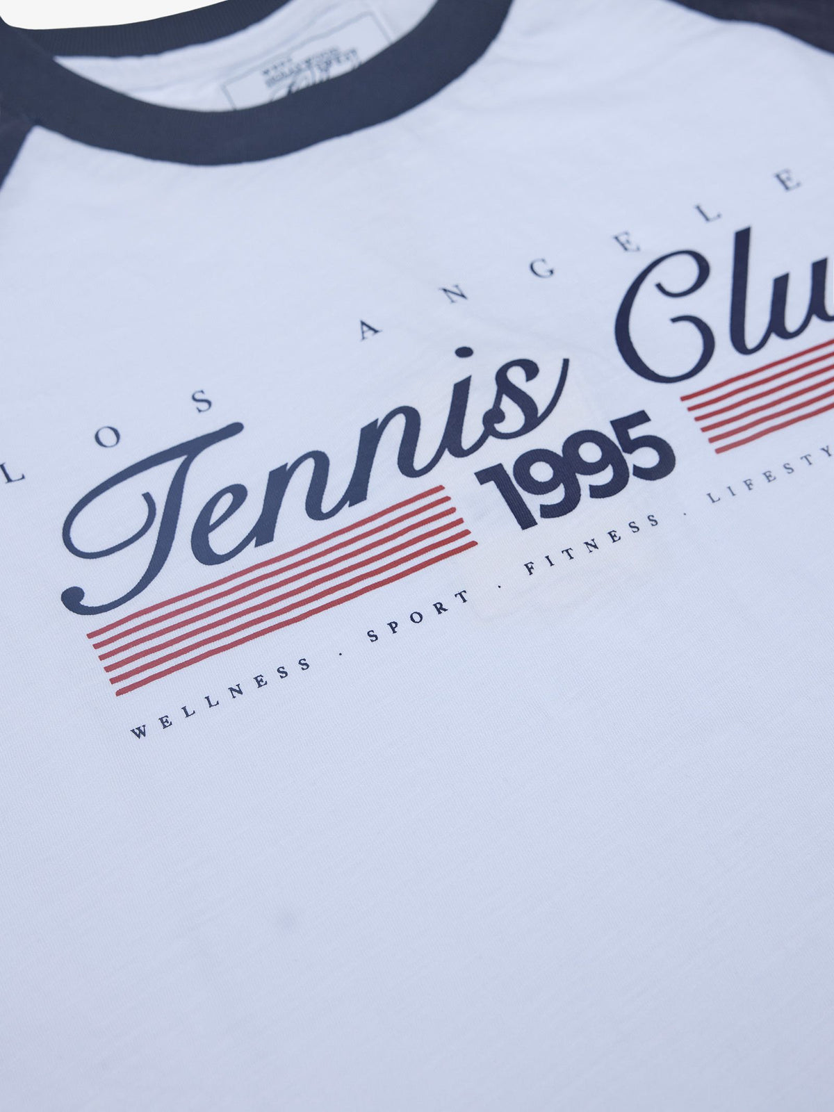 West Hollywood Sweat Club Los Angeles Tennis Raglan Tee | WHITE/NAVY
