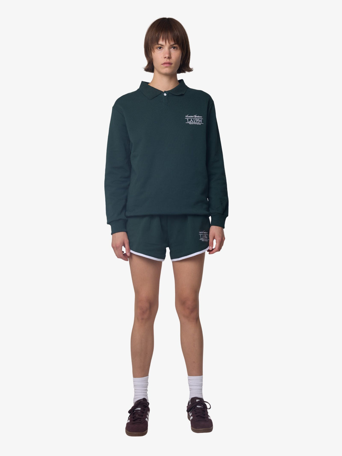 West Hollywood Sweat Club American Sportswear Scalloped Sweat Shorts | GREEN/WHITE