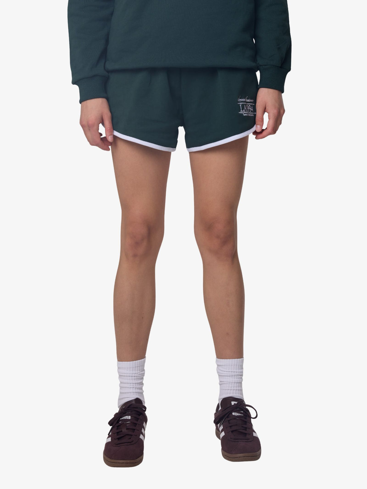 West Hollywood Sweat Club American Sportswear Scalloped Sweat Shorts | GREEN/WHITE