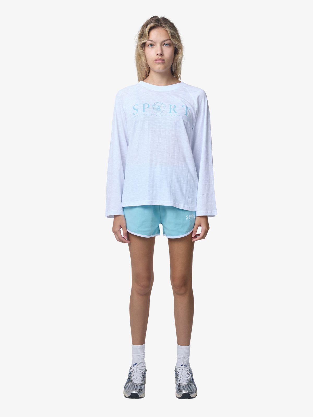 West Hollywood Sweat Club Sport Oversized Raglan Long Sleeve Tee | WHITE