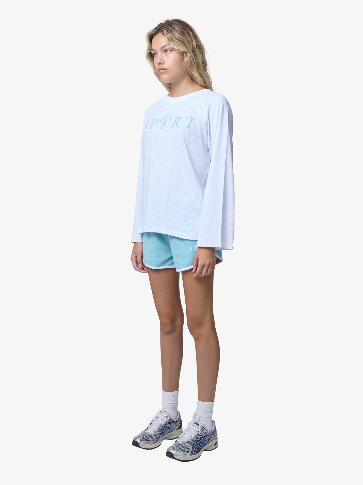 West Hollywood Sweat Club Sport Oversized Raglan Long Sleeve Tee | WHITE