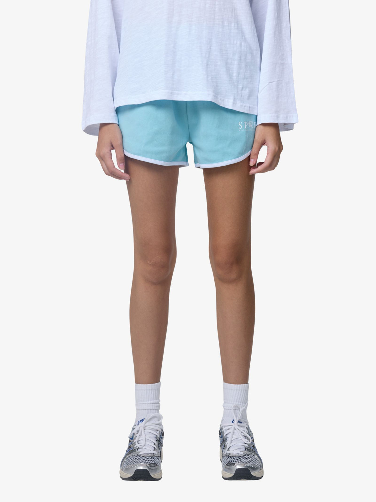 West Hollywood Sweat Club Sport Scalloped Sweatshorts | MID BLUE/WHITE