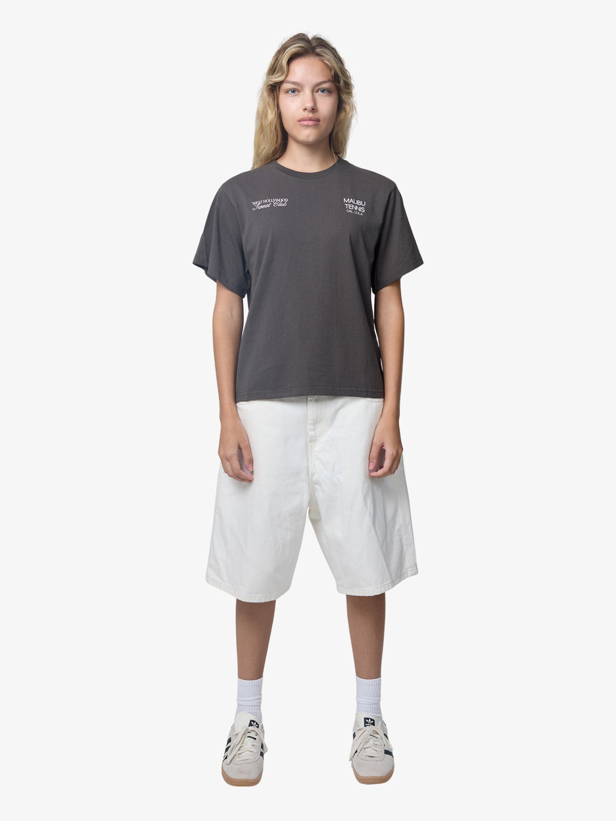 West Hollywood Sweat Club Malibu Tennis Classic Tee | Charcoal
