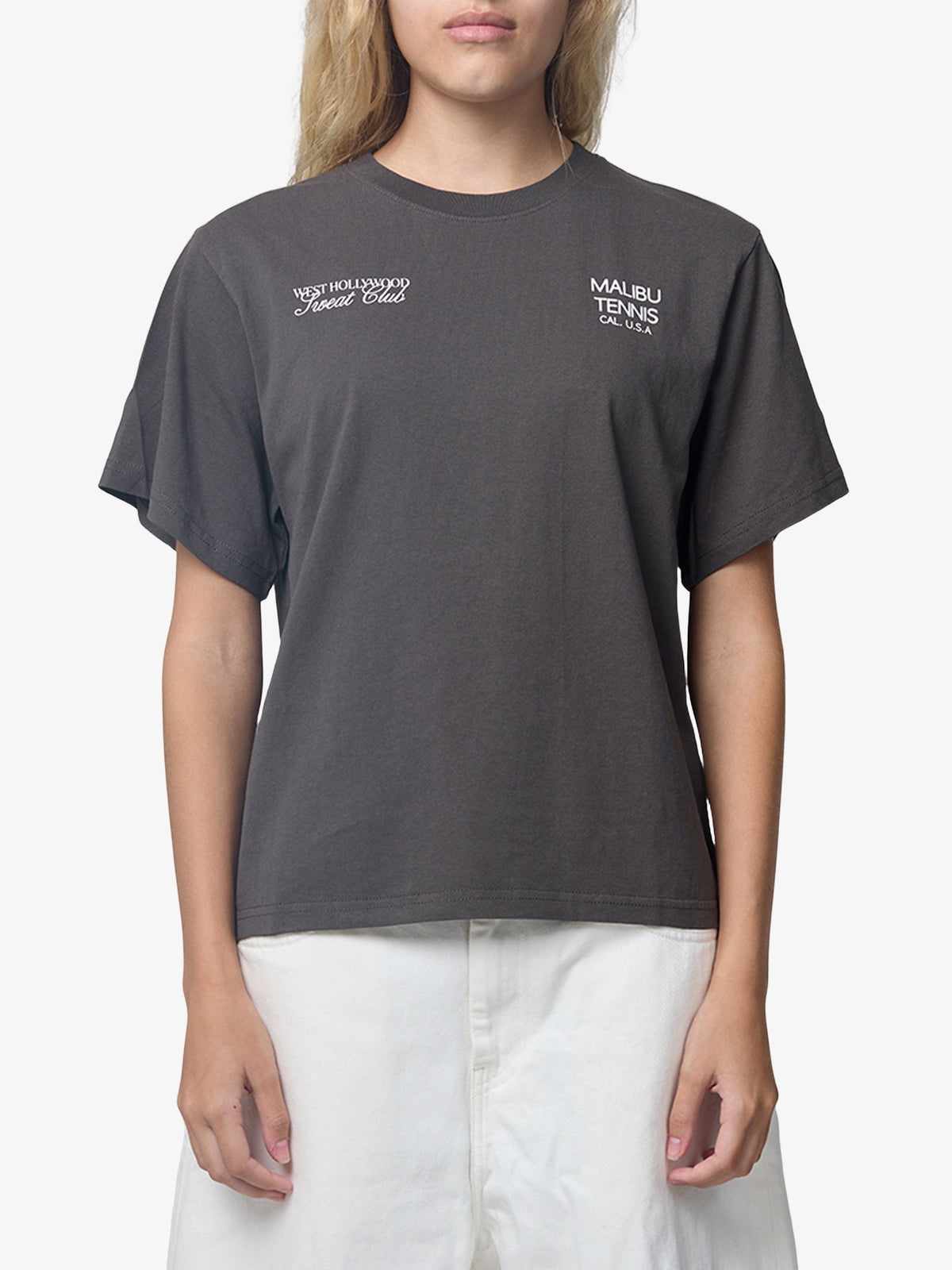 West Hollywood Sweat Club Malibu Tennis Classic Tee | Charcoal