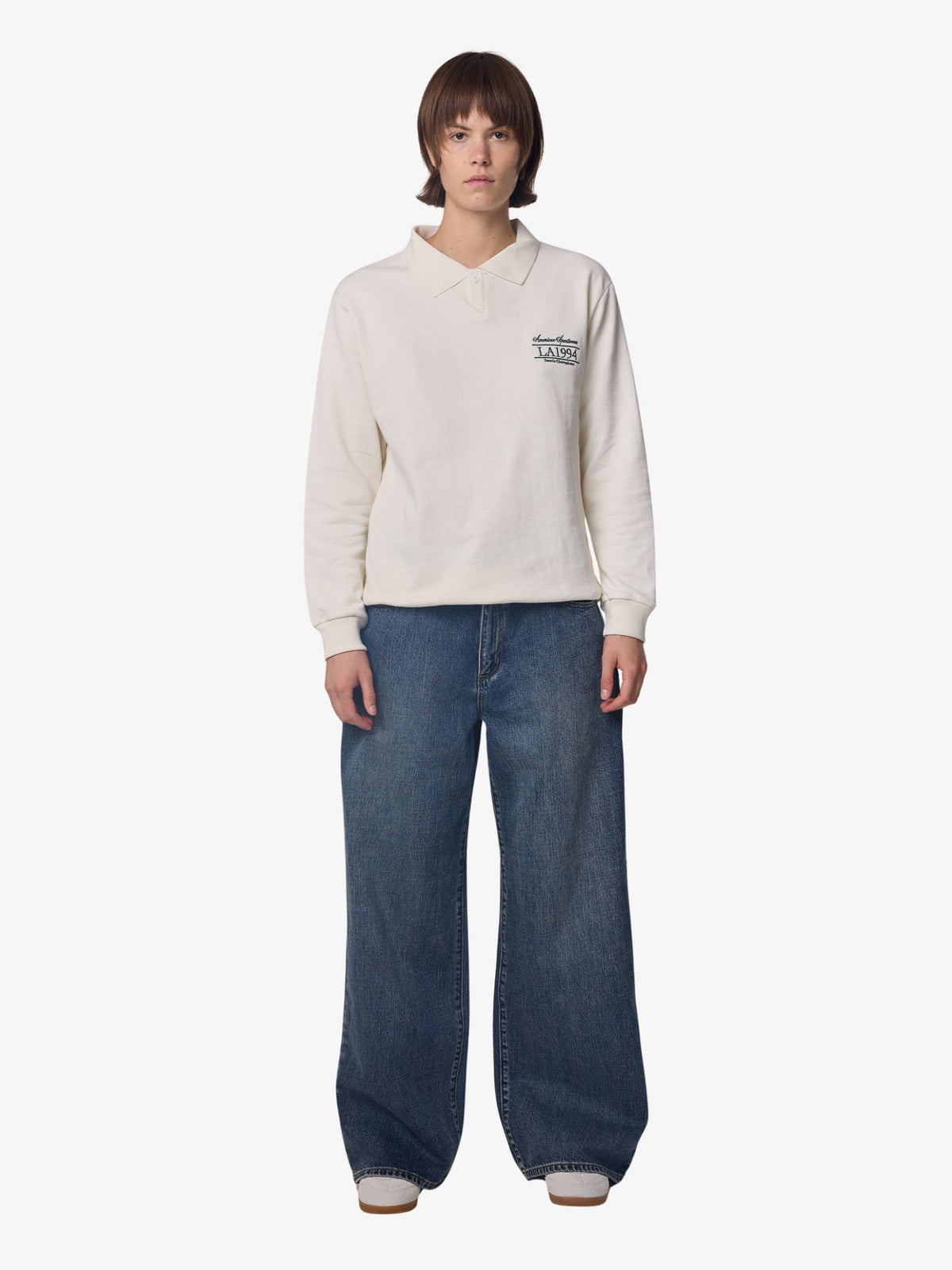 West Hollywood Sweat Club American Sportswear Long Sleeve Polo | CREAM