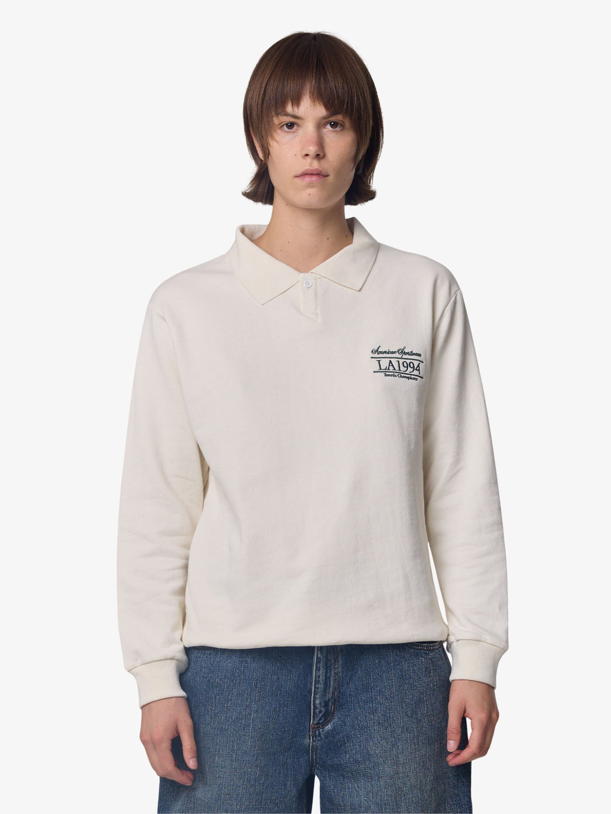 West Hollywood Sweat Club American Sportswear Long Sleeve Polo | CREAM