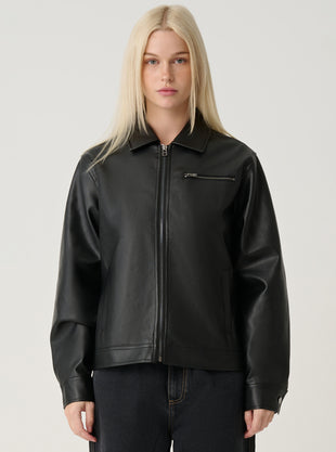 Faux Leather Zip Up Jacket