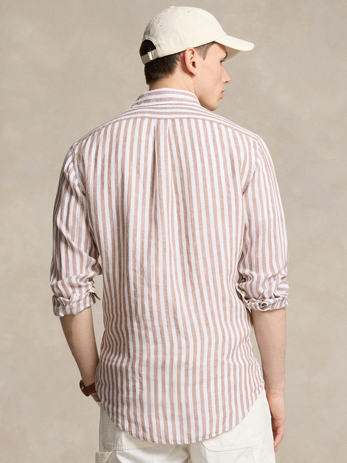 Polo Ralph Lauren Custom Linen Shirt | Khaki/White