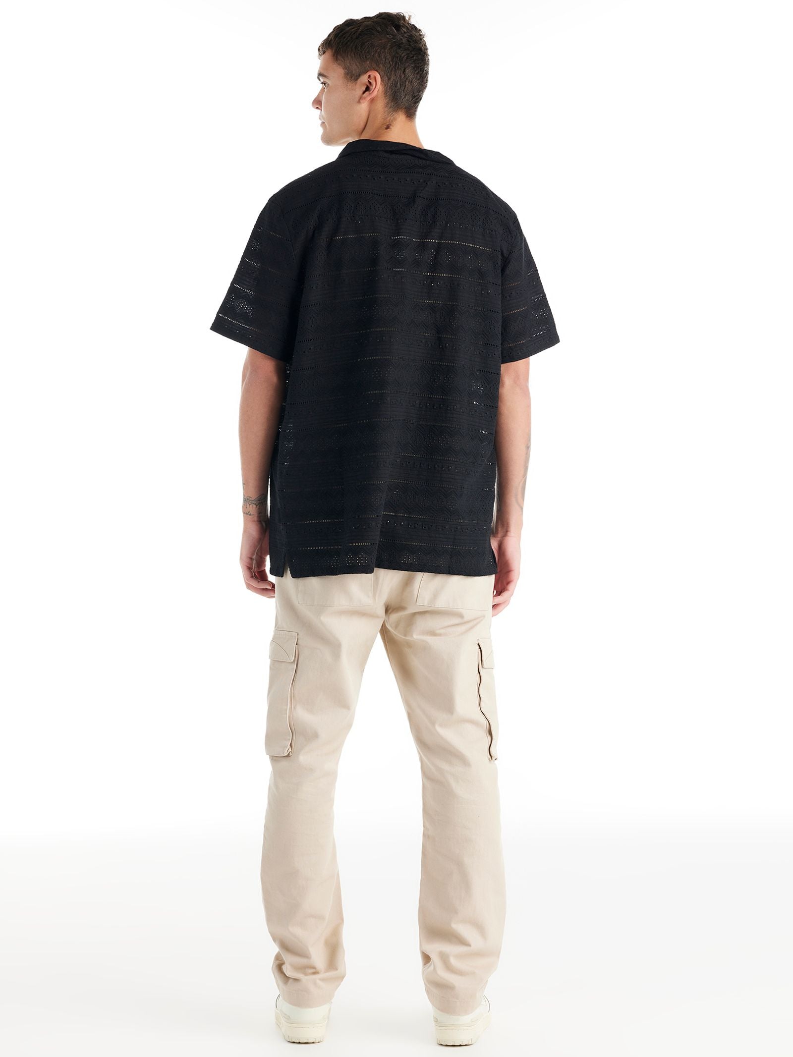 Pallazzo Short Sleeve Shirt in Black