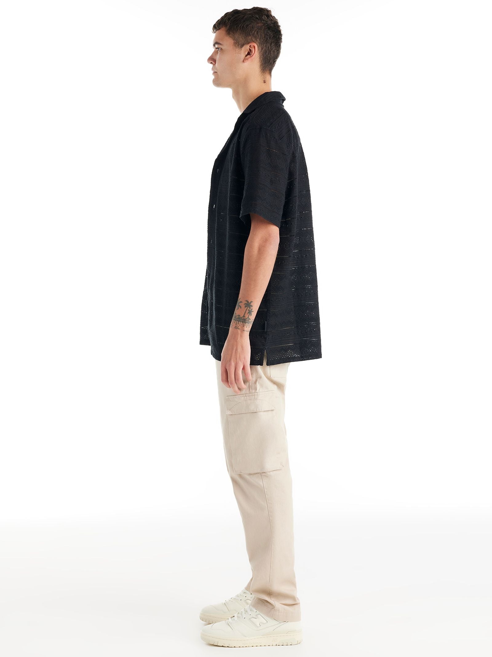 Pallazzo Short Sleeve Shirt in Black