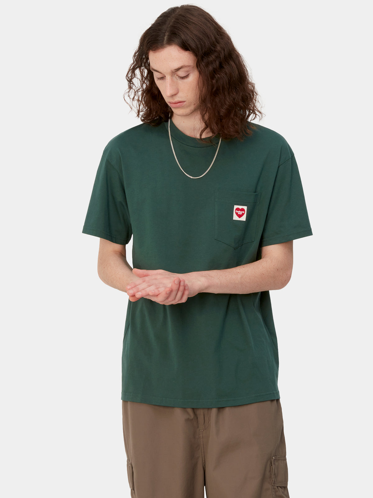 Short Sleeve Heart Pocket T-Shirt in Discovery Green