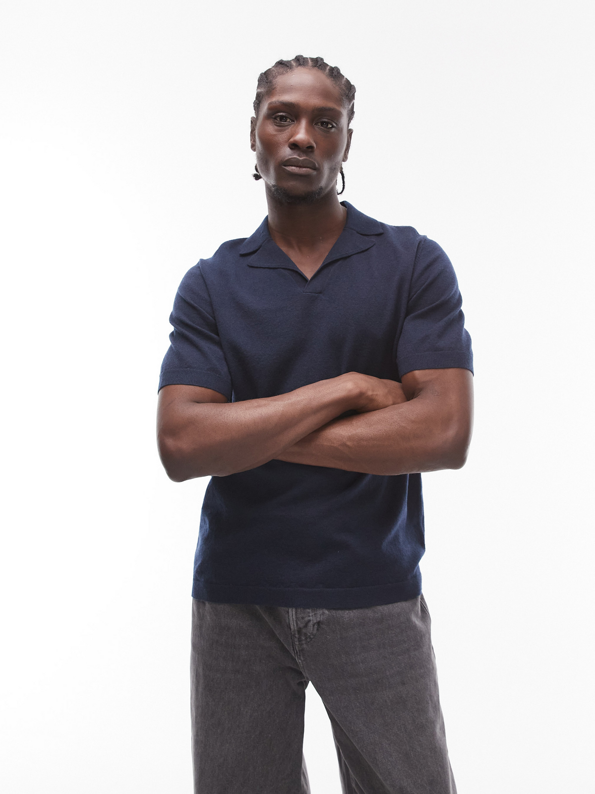 Topman Topman Knitted Revere Shirt | Navy