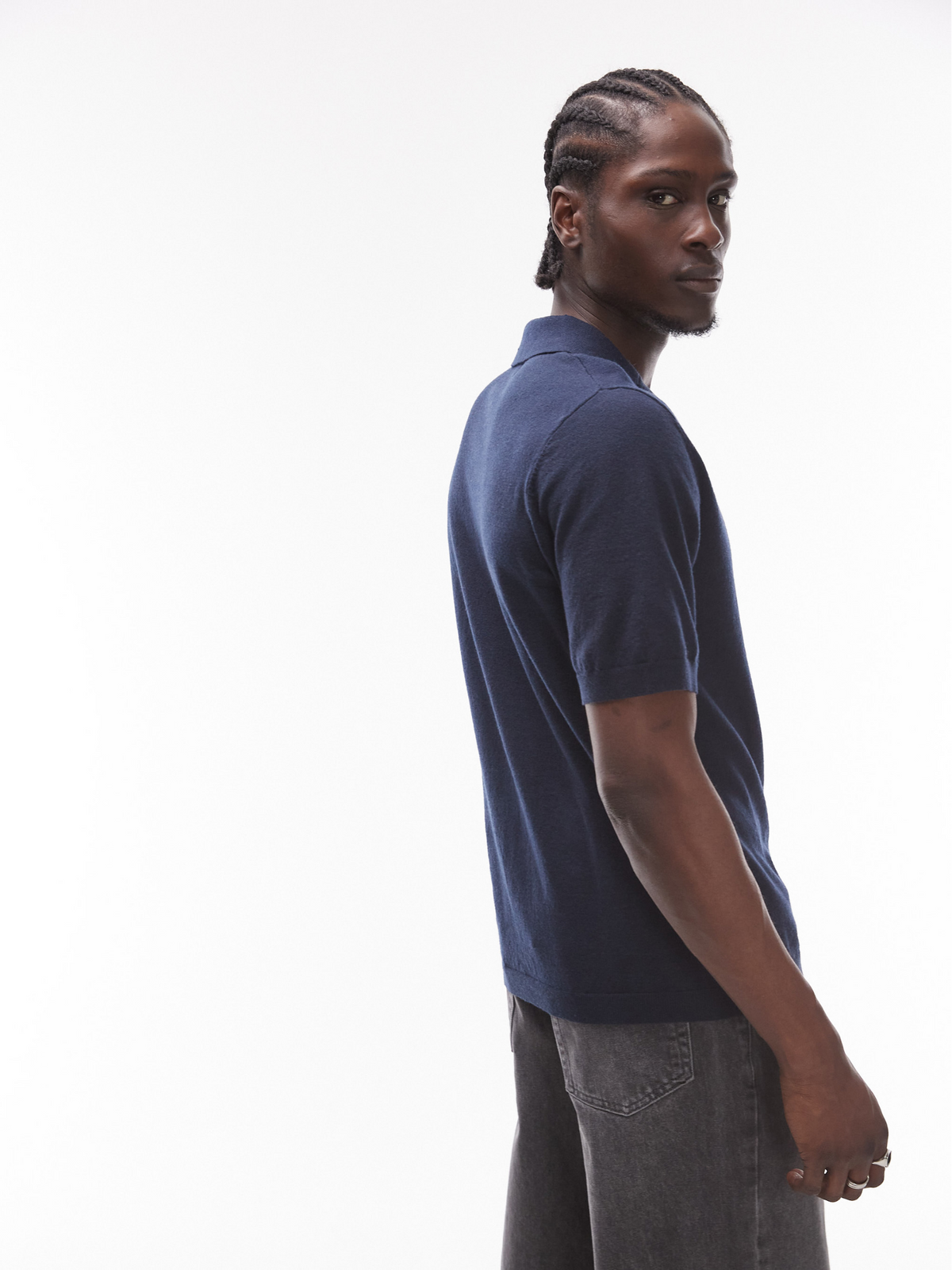 Topman Topman Knitted Revere Shirt | Navy